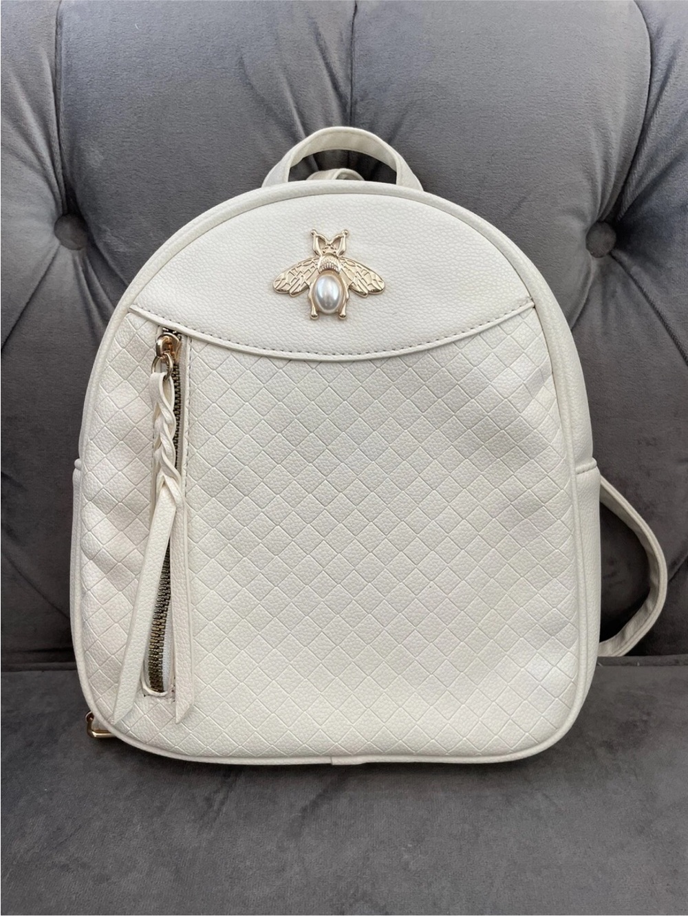 Pearl Bee Mini Backpack Handbag Quilted Purse Detail Designer Inspired Bag NWOT
